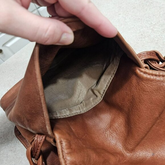 Vintage Victoria Leather Brown‎ Crossbody Tulip Bag Multiple Storage Pockets - Picture 15 of 16